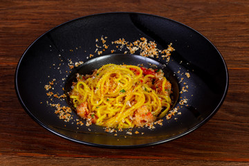 Spaghetti with crab meat