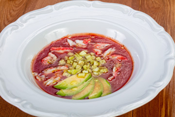Gazpacho soup with crab
