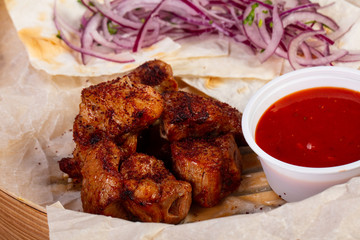 Shashlik with sauce