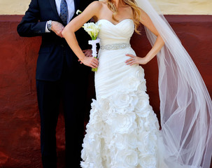 happy wedding, bride and groom together