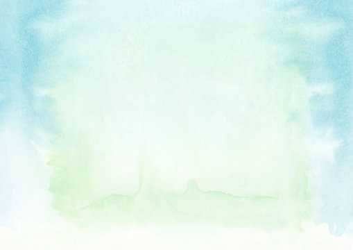 Green and blue horizontal  watercolor  gradient  hand drawn  background. Top part is lighter than other sides of image.
