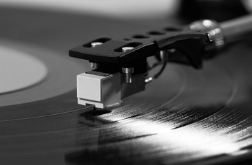 Record player playing vinyl