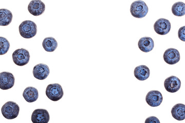 fresh ripe blueberry isolated on white background with copy space for your text. Top view. Flat lay pattern