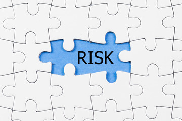Fototapeta premium puzzle pieces with risk word