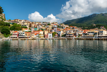 Morning view of Parga, coastal Greek town at Ionian Sea