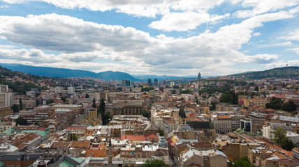 Fototapeta na wymiar cityscape of Sarajevo from air 