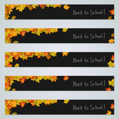 Back to school autumn horizontal banners vector collection