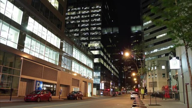 Time Lapse of a Montreal streets in the evening and night