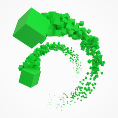 stroke of green cubes moving on air. 3d style vector illustration