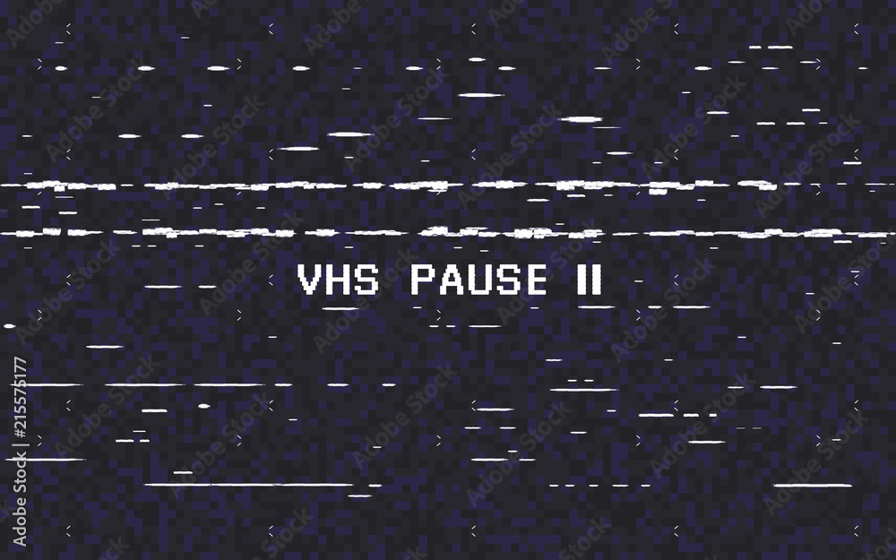 Canvas Prints glitch vhs on black background. old tape effect. glitched lines noise. video recorder pause. retro b