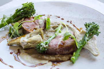 Close Up of Lamb Dish with Vegetables