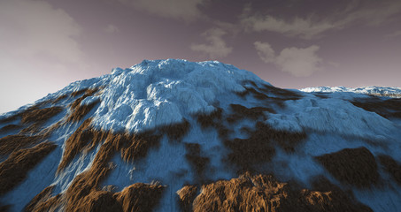 Extremely detailed and realistic high resolution 3D illustration of Water On Mars like Planet