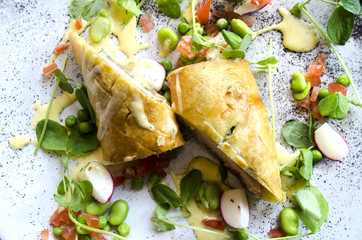 Close Up of Salmon Wellington Dish