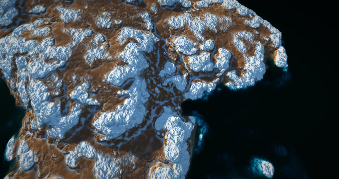 Extremely detailed and realistic high resolution 3D illustration of Water On Mars like Planet