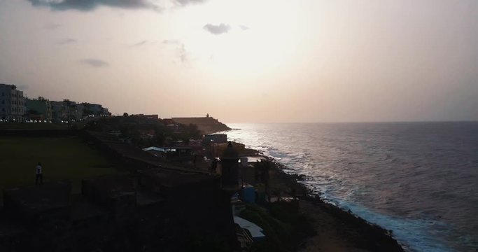 Fly by shot of Puerto Rico coast line.