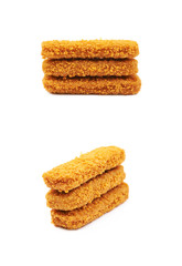 Fish stick in breadcrumbs isolated