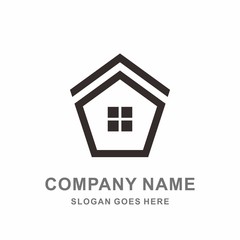 Simple Building House Shape Architecture Interior Construction Real Estate Business Company Stock Vector Logo Design Template