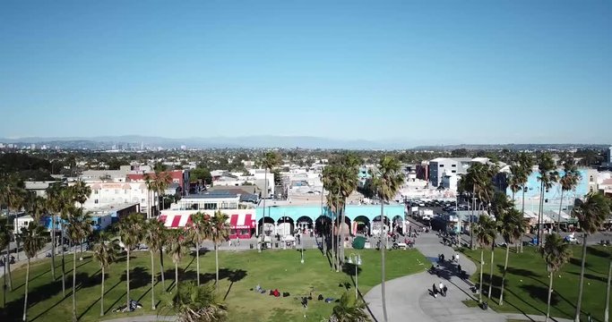 A Drone shot over the city of Venice, California