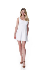 Woman dressed in white mini dress