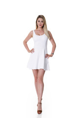 Woman in white dress and heels