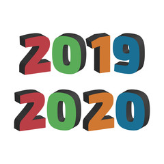 2019 and 2020 year signs