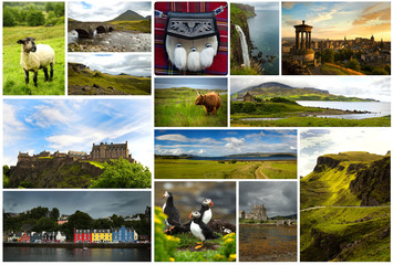 Collage of beautiful Scotland in UK