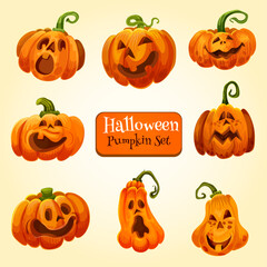 Halloween pumpkin lantern icon, autumn holiday