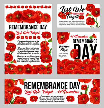 Remembrance Day poppy flower memorial banner