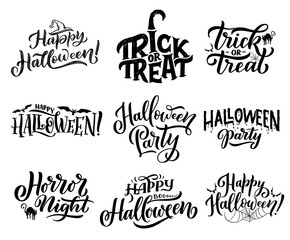 Halloween icons with greeting wishes lettering