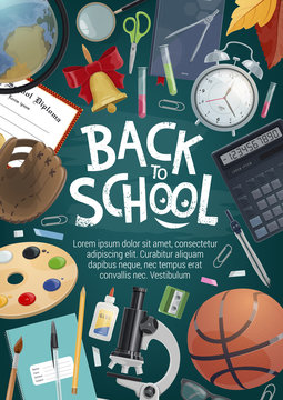 Back to school card of education student supplies