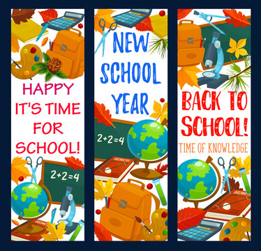 Back to School vector stationery banners