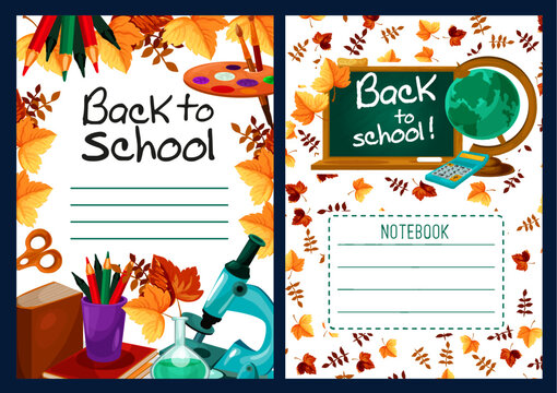Back to School vector lesson notebook cover design