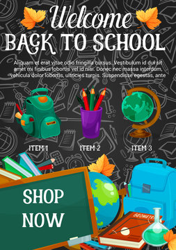 Back to school sale banner, discount offer design
