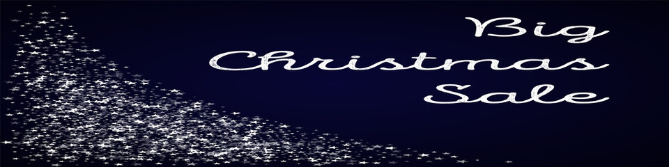 Big Christmas Sale greeting card. Amazing falling stars background. Amazing falling stars on deep blue background. Admirable vector illustration.