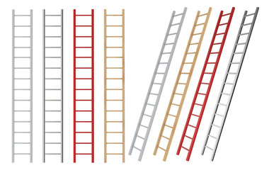 straight and lean ladders isolated