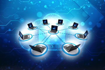 Computer Network, Global internet Communication Concept. 3d rendering