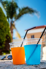 Orange and blue cocktails