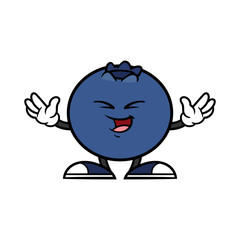 Cartoon Laughing Blueberry Character