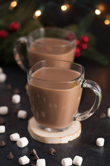 Hot Chocolate on a Table set for the Holidays
