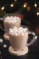 Hot Chocolate on a Table set for the Holidays
