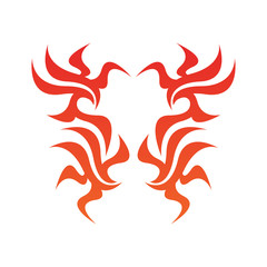 Tribal flame decoration. Simple fire tattoo. Burn decoration.