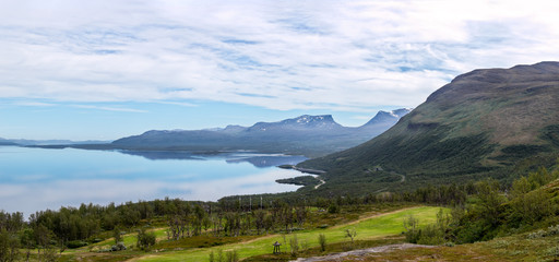 Fototapeta na wymiar Lapporten, a U-shaped valley, one of the most familiar attraction in the mountains of northernland Sweden.