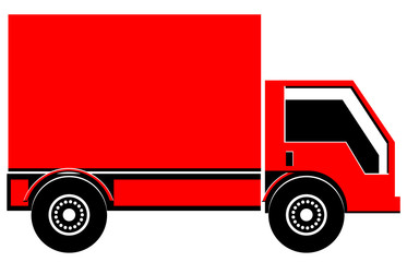 Small red cargo truck vector image