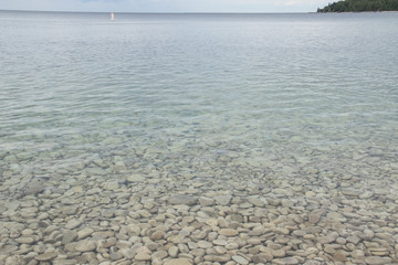 clear water of lake at Schoolhouse Beach on Washington Island, Wi.