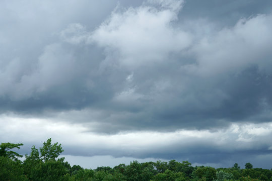 tree and dark storm cloud before thunderstorm