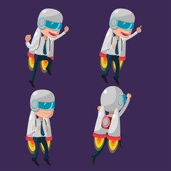 Man Worker Rocketeer Startup Fly Vector