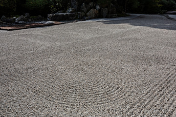 Raked stone garden in Kyoto, Japan