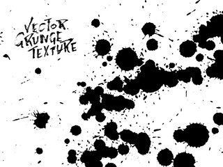 Handdrawn grunge texture. Abstract ink drops background. Black and white grunge illustration. Vector watercolor artwork pattern.