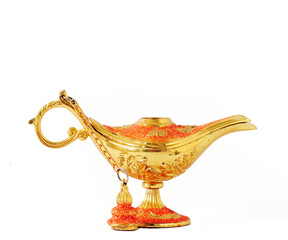 Ginie Lamp Gold and Red in Color