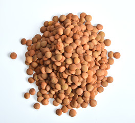 Lentils  on white background